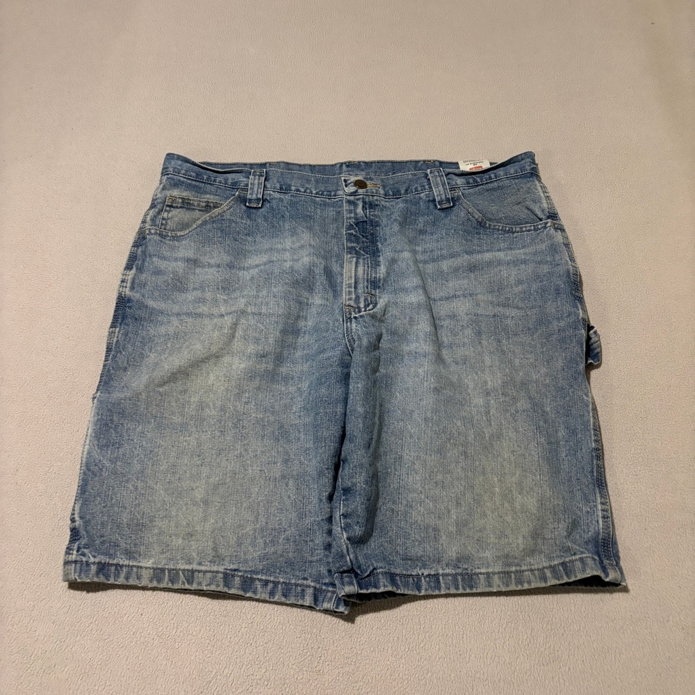 Wrangler Mens Carpenter Denim Shorts Size 28 Light Wash Blue Utility Casual